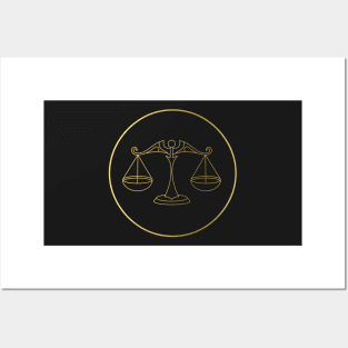 Libra Zodiac Art Gold Posters and Art